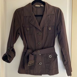 light weight Chico’s brown jacket with belt